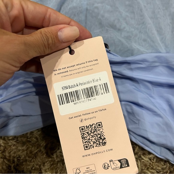 Oh Polly Size US 0 NWT Yume Sheer Panelled Ruched Crop Top in Periwinkle Blue - Picture 5 of 6